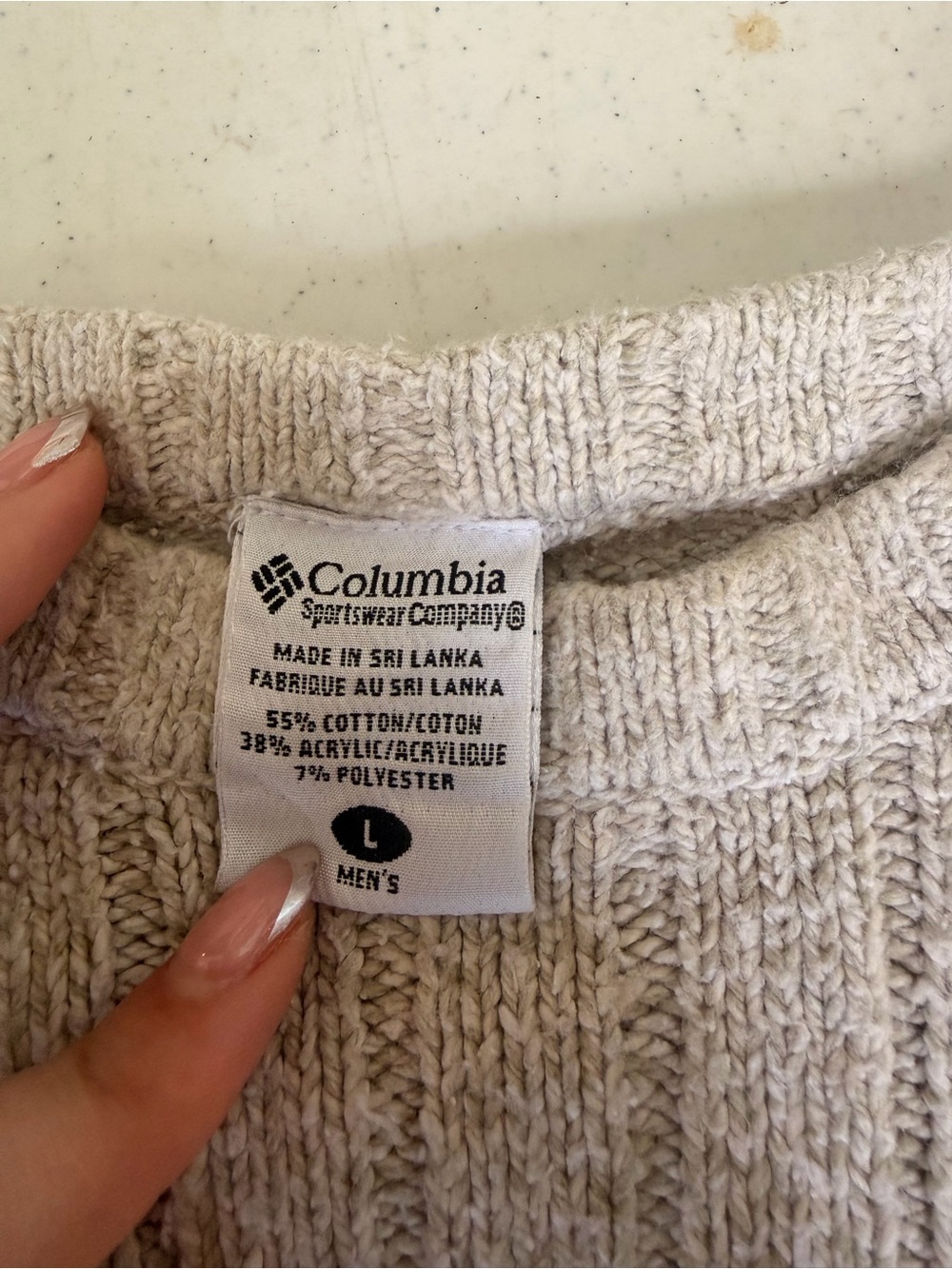 Columbia Men's Cream Cable Knit Pullover Sweater - Picture 3 of 4